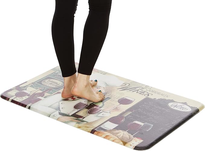 J&V TEXTILES Anti Fatigue Cushioned Comfort Mat, Ergonomically Durable, Supportive, Padded, Thick and Washable, Stain-Resistant, Kitchen, Garage, Office Standing Desk Mats (Vino Chef)*