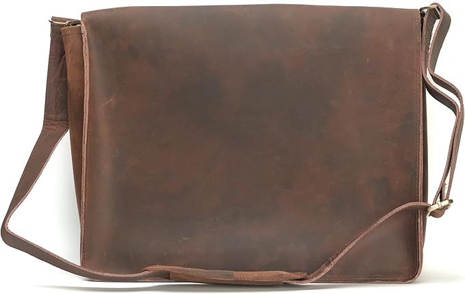 WANDERINGS Genuine Full Grain Leather Folder with Removable Strap - Handcrafted Folio Document Organizer - Leather Document Holder for Men and Women - Fits 15" 14" 13" Tablets and Laptops