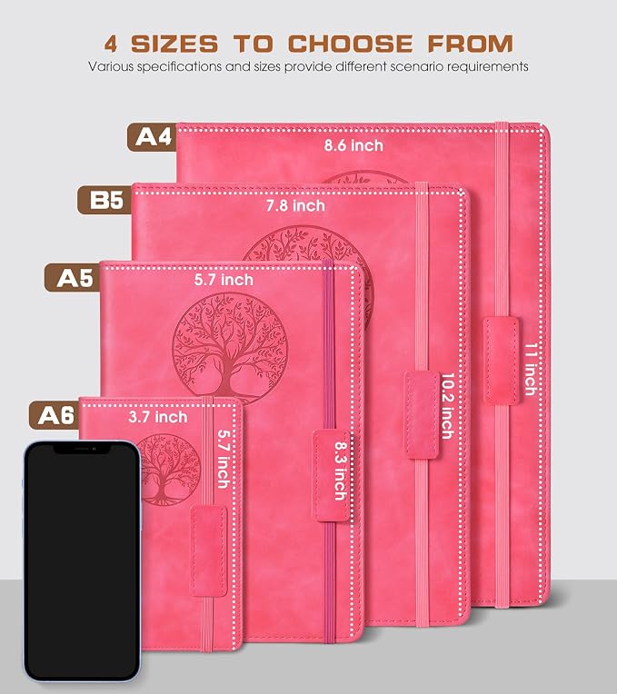 Biuwory Lined Journal Notebook for Women Men,256 Pages A4 Large Hardcover Leather Journals for Writing,Travel,Business,Work,School,College Ruled Notebooks for Note Taking, Diary Notepad 8.6"×11"