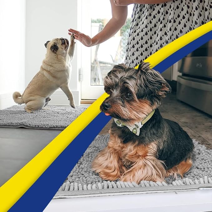 Muddy Mat® | Super Absorbent Door Mat Indoor, Microfiber Quick Dry Chenille Entryway Rug, Non-Slip Front Door Mat, Indoor Mats for Entryway, Machine Washable Pet Rug, Light Grey 16" x 24"