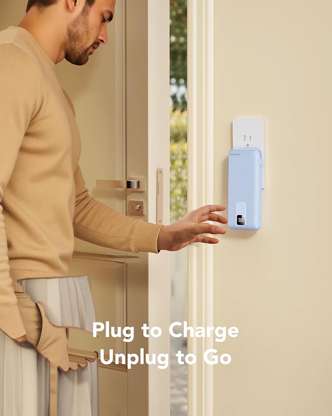 charmast Portable Charger with Built-in Wall Plug and Cables, 20000mAh Power Bank Travel Essentials, 20W Fast Charging Battery Pack Compatible with iPhone 17/16/15/14/13/12/11, Samsung, Android