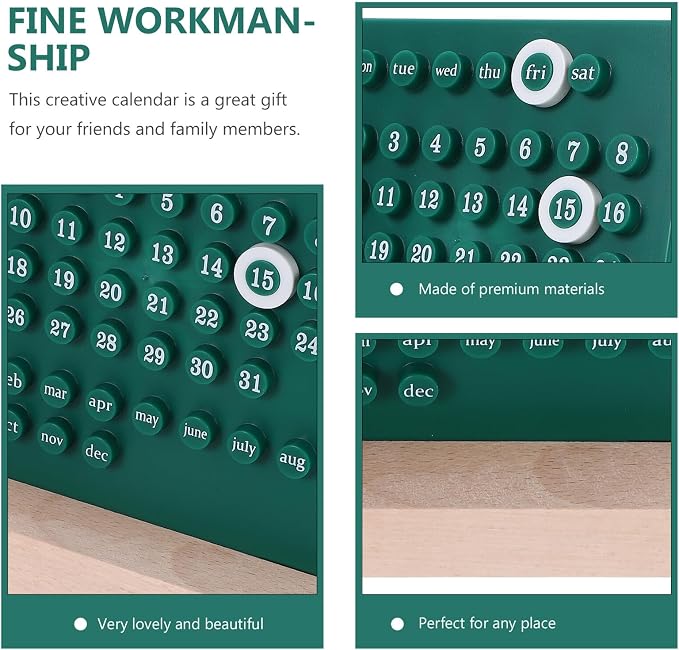 Perpetual Desk Calendar with Acrylic and Base Kawaii Date Display Blocks Smooth Edges Monthly and Daily Flip for Office Classroom Home Decor Accessories