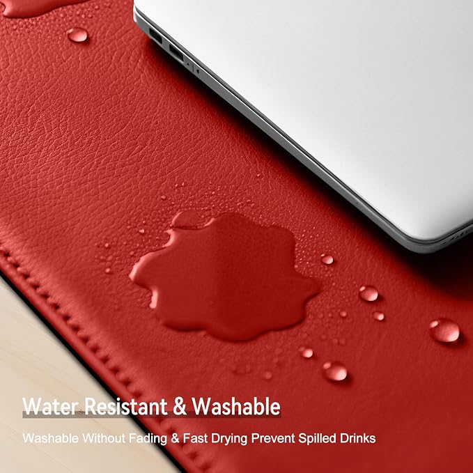 Dual Sided Leather Desk Mat - Waterproof Desk Pad - Ideal for Large Mouse Pad and Desk Mats on Top of Desks (red, 11"*8")