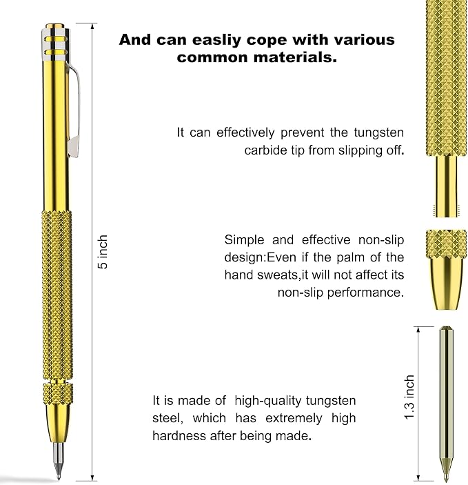 Glieskir 2 Pack Tungsten Carbide Scriber with Magnet,with Extra 12 Replacement Marking Tip And 6-Inch Ruler,Etching Engraving Pen for Glass/Ceramics/Metal Sheet