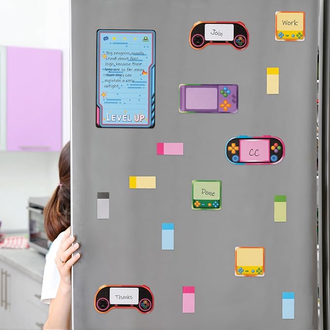 B1ykin Cute Sticky Notes Set - Level Up Video Game Shaped Self-Stick Notes Pad, 550 Sheets Writing Memo Pages Sticky Notepad for Teacher Appreciation Gifts, School Office Supplies (Light Video Game)
