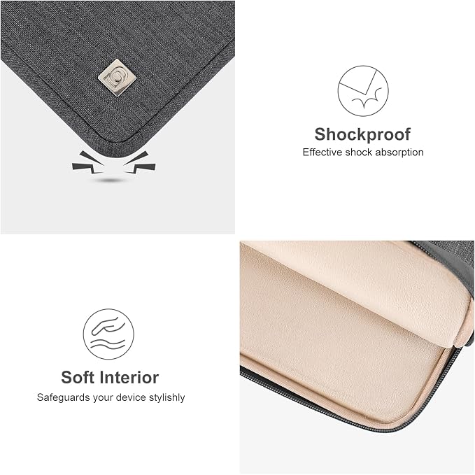 DOMISO Laptop Case Laptop Sleeve Cover Compatible with 14 inch MacBook Pro M4/M3/M2/M1 Pro/Max 2024-2021, Compatible with 13.3 inch HP Dell ASUS Notebook, Water-Resistant Bag with Pocket, Dark Grey