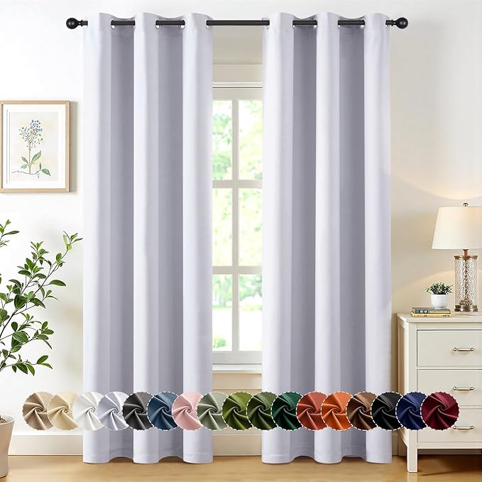 MIULEE Blackout Curtains for Bedroom Living Room 2 Panels, Thermal Insulated Room Darkening Drapes Grommet Noise Reducing Light Blocking Window Treatments 84 Inches Long 40x84 Inch Greyish White
