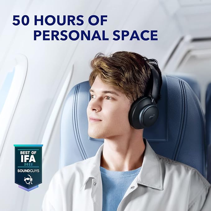 Soundcore by Anker Space Q45 Adaptive Active Noise Cancelling Headphones, Reduce Noise by Up to 98%, 50H Playtime, App Control, LDAC Hi-Res Wireless Audio, Comfortable Fit, Clear Calls, Bluetooth 5.3