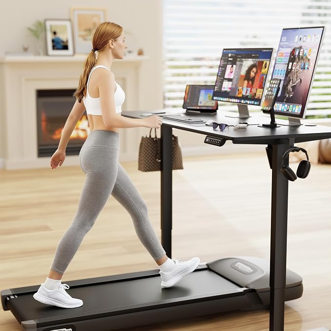 Furmax Electric Standing Desk, 55 x 24 Inches Sit Stand up Desk, Sit Stand Height Adjustable Home Office Desk with 4 Height Position Memory (Black, 55)