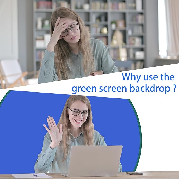 Portable Green Screen - 56" Greenscreen Backdrop with Stand & Reversible Blue Screen for Streaming, Gaming, Zoom & Video Chat