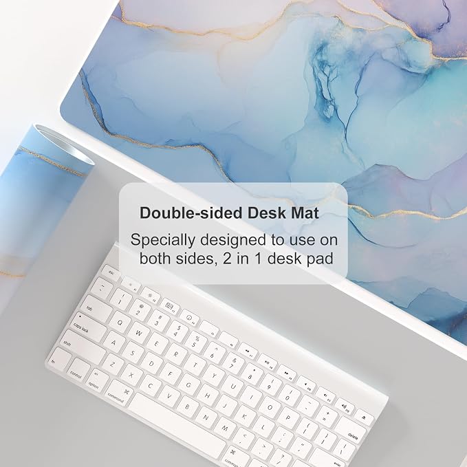 QIYI PU Leather Large Mouse Pad, Waterproof Desk Mat, 23.6" x 13.8", Fluid | Extended Size Gaming Mousepad, Faux Leather Desk Pad, Desktop Writing Pads for School Office Home, Abstract Fluid Art