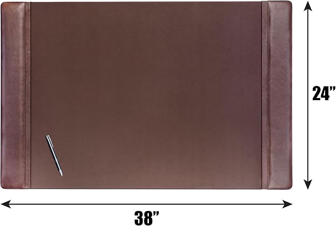 DACASSO Leather Desk Pad with Side Rails - Luxury Leather Desk Blotter for Writing - Executive Desk Surface Protector - (Chocolate Brown, 38” x 24”)