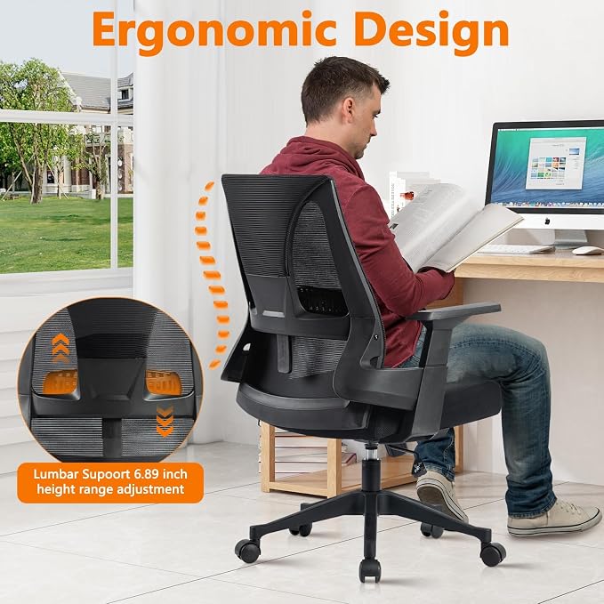 CLATINA 500lbs Big and Tall Office Chair Heavy Duty Mesh Ergonomic Computer Chairs with Adjustable Lumbar Support and Wide Comfy Seat for Home Office Conference Heavy People, Black, 10 Pack