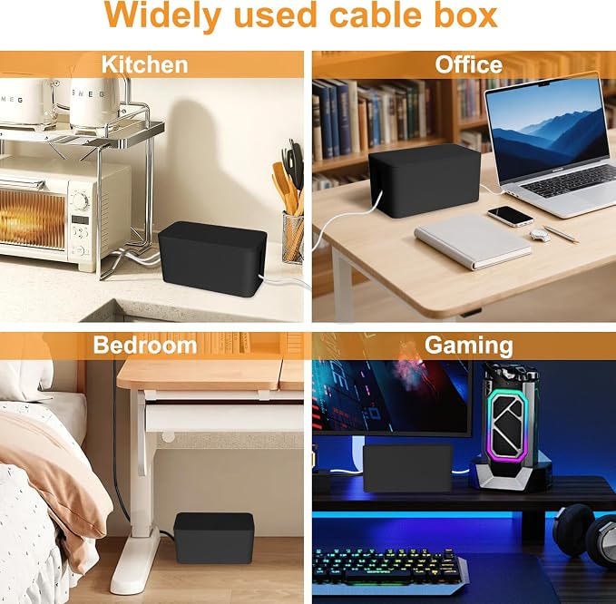 Mini Cable Management Cord Cover Wire Hider Box Concealer Organizer Protector System for Home Theater Entertainment Center Office School (Mini, Black)