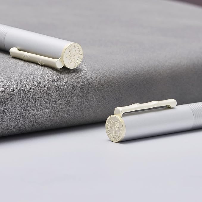 Hongdian H3 Fountain Pen Fine Nib with Bamboo Pen Clip, Silver Aluminum Alloy Writing Pen