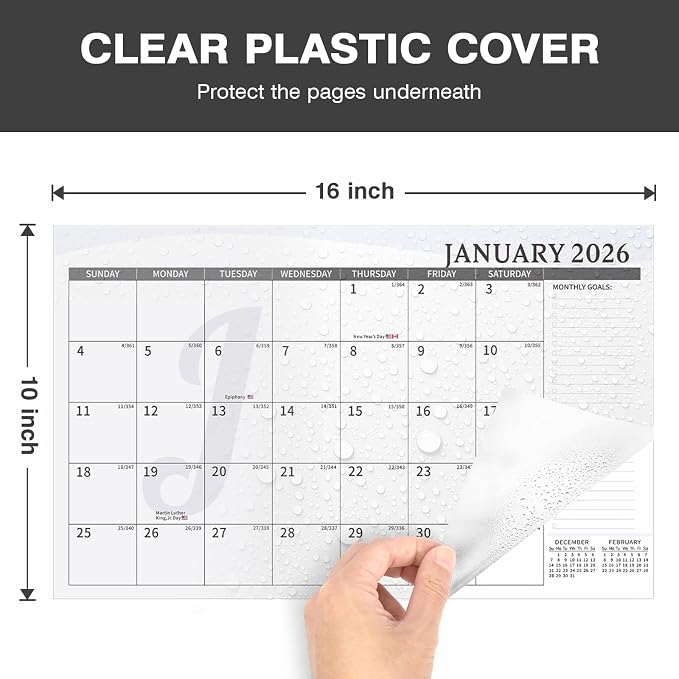 Ospelelf Calendar Refill 2026-2027 Large 10"x16" Monthly Planner with Protective Cover 18 Months January 2026 - June 2027 Black