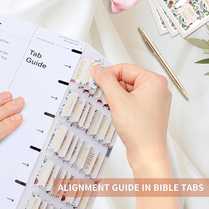 Bible Tabs for Women & Men, Bible Tabs for Study Bible, Large Print Bible Tabs for Easy Navigation, Bible Index Tabs, 66 Tabs Old & New Testament, Extra 9 Blank Tabs - Vintage Floral