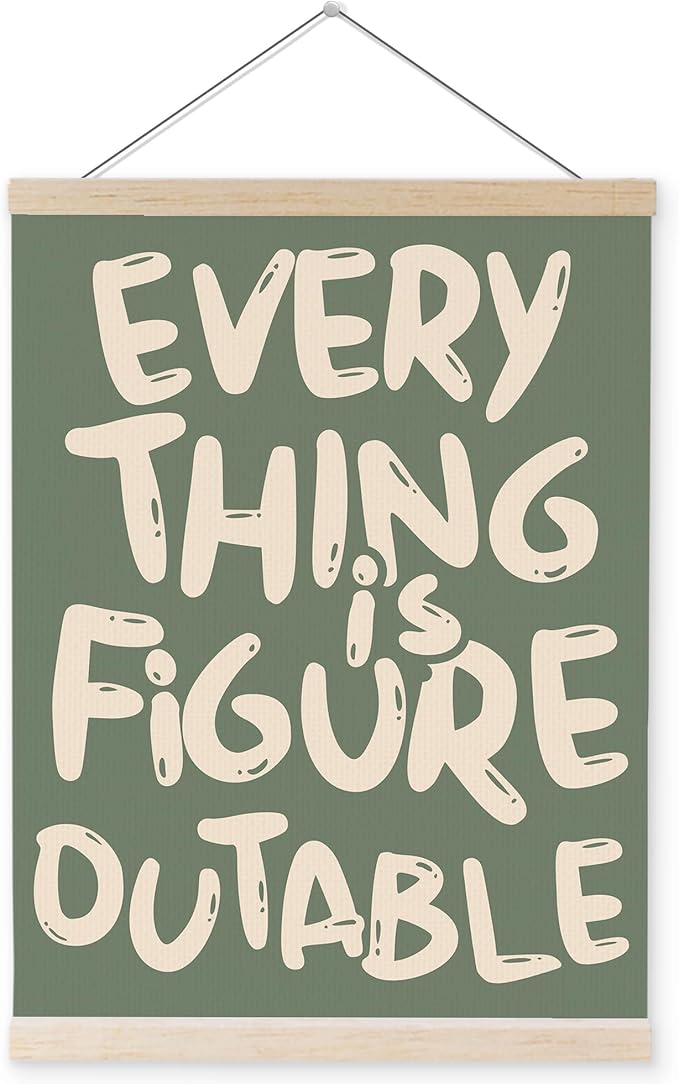 YQDEJ Everything is Figureoutable Inspirational Wall Art Poster Hanger Frame, Positive Affirmations Wall Decor, Motivational Wall Art for Home Office Classroom, 12x16 Inch