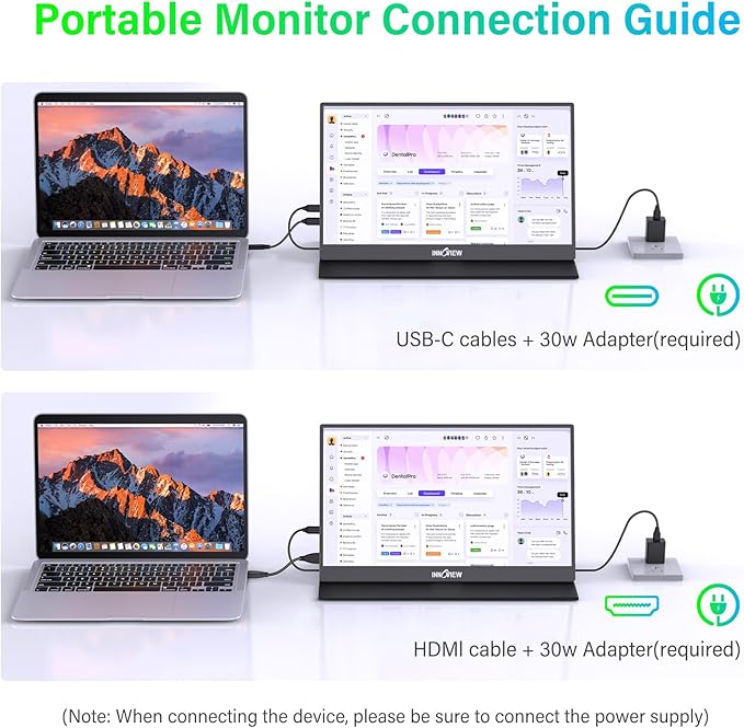 InnoView Portable Monitor 15.6" 2K QHD for Laptop with Protective Sleeve, Built-in 90° Adjustable Stand USB C HDMI Ultra-Slim Portable Laptop Monitor for MacBook Phone PS Xbox Switch