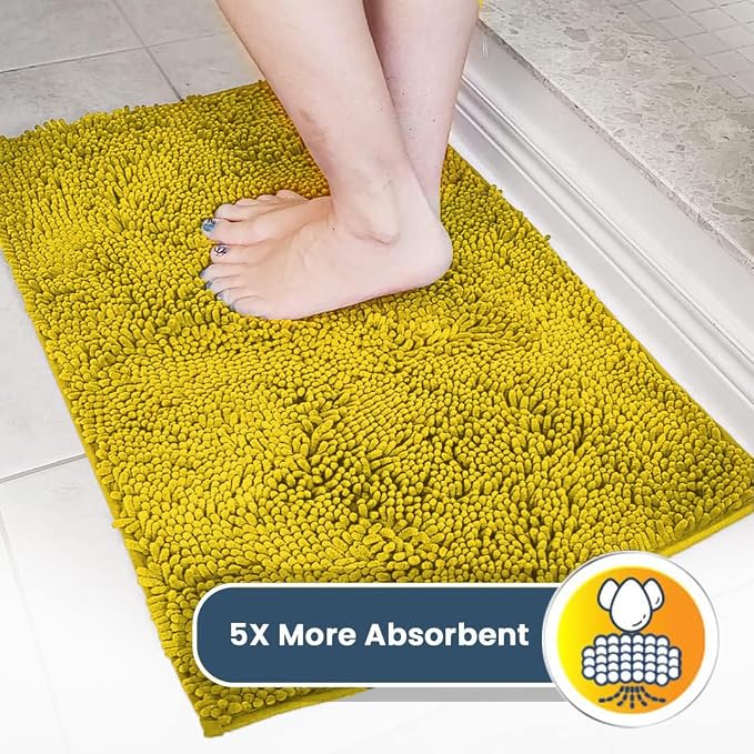 Muddy Mat® | Super Absorbent Door Mat Indoor, Microfiber Quick Dry Chenille Entryway Rug, Non-Slip Front Door Mat, Indoor Mats for Entryway, Machine Washable Pet Rug, Lemon Yellow 19" x 30"