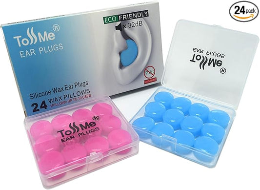 Wax Ear Plugs for Sleep - 24 Silicone Wax Earplugs for Swimming and Sleeping - Gel Ear Plugs for Noise Cancelling, Ear Protection - SNR -32dB earplugs