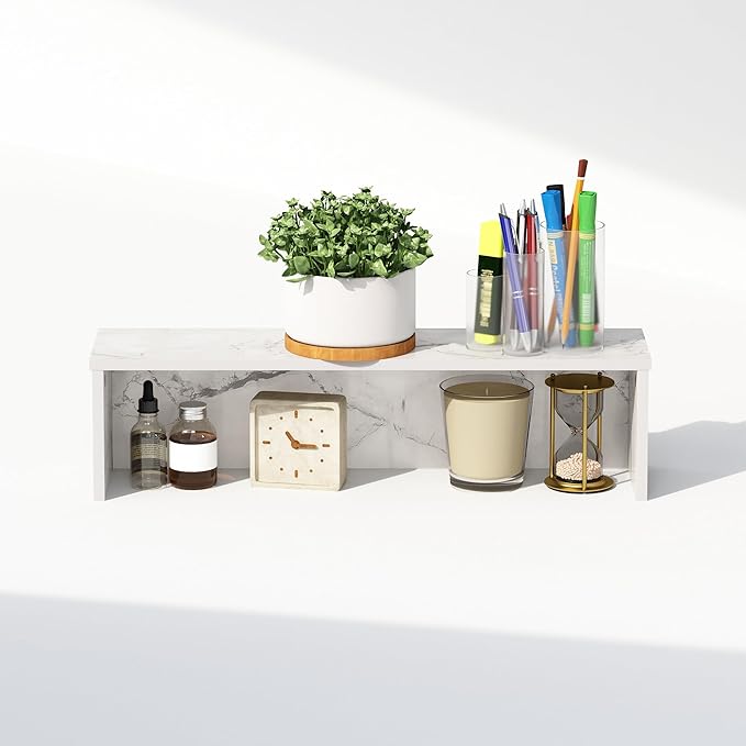 Furinno Classic Desk Organizers and Accessories, 23-Inch Desk Organizer, Desktop Organizer, for Office Supplier, Marble White