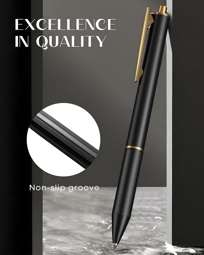 Retractable Gel Pens, 0.5mm Fine Point Black Ink Pens, Smooth Writing, Quick Dry, No Bleed, Archival Quality, Leak Proof, Comfortable Grip, Office School Supplies,2 Pens/Box + 2 Refills
