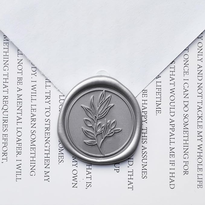 50 Pcs Silvery Wax Seal Stickers Self- Adhesive Wedding Invitation Seal Stickers, Perfect for Wedding Invitation, Envelopes Christmas Cards, Seating Chart, Good Adhesion and Easy to Use