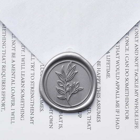 50 Pcs Silvery Wax Seal Stickers Self- Adhesive Wedding Invitation Seal Stickers, Perfect for Wedding Invitation, Envelopes Christmas Cards, Seating Chart, Good Adhesion and Easy to Use