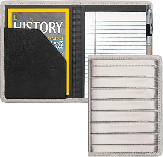 Padfolio/Portfolio Binder, Mini Padfolio Portfolio Binder 5 x 8 Legal Writing Pad, A5 Document Organizer Folder for Men Women,Gold