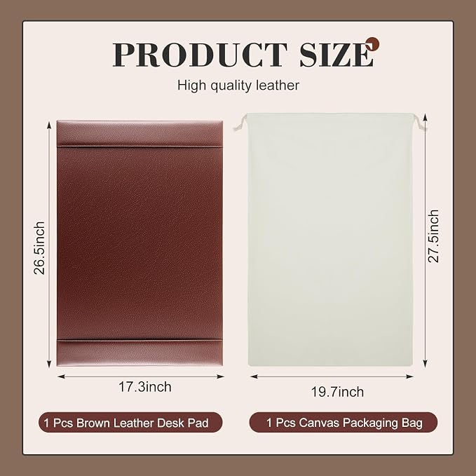 26.5 x 17.3 Inch Leather Desk Pad Protector with Side Rails, Executive Office Desk Mat for Home Workspace, Writing Surface, Mouse & Keyboard Pad, Elegant Gift for Men Dad Husband(Brown)