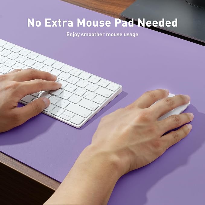 Aothia Faux Leather Desk Mat (Light Purple, 31.5" x 15.7") | Creates A Clean, Organized Workspace With One Surface For Your Keyboard, Laptop And Mouse