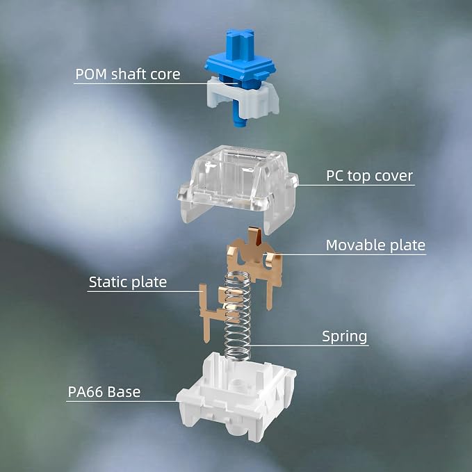Zhouwang 90PCS Blue Clicky Mechanical Keyboard Switches,3-Pin Hot-Swappable Pre-Lubricated Switches with 2 Kailh Switches,Crisp Click Sound,for Gaming Keyboards & 3D Print Accessories