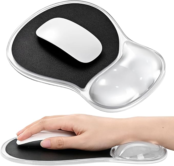 EooCoo Ergonomic Waterproof Mouse Pad with Gel Wrist Rest Support | Middle Concave Design, Leather Mouse Pad Surface, Relieve Wrist Pain, Computer Office Desk Accessories