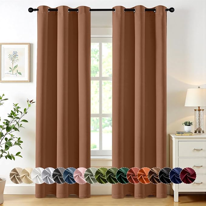MIULEE Blackout Curtains for Bedroom Living Room 2 Panels, Thermal Insulated Room Darkening Drapes Grommet Noise Reducing Light Blocking Window Treatments 72 Inches Long 40x72 Inch Sun Baked