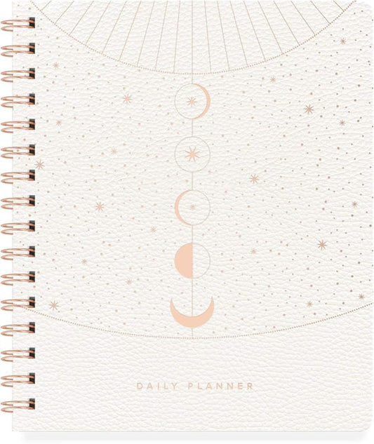 Fringe Studio Non-Dated Daily Planner, Faux Leather Cover, "Moon Phase Dust", 160 Pages, 6" x 7.25" (877006)