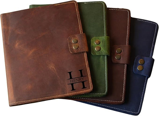 COZY LEATHER Custom Leather Portfolio, Leather Padfolio, Portfolio Folder, A5 Padfolio for Women, Notebook Cover, Gift 8.5"x7" (Brown)