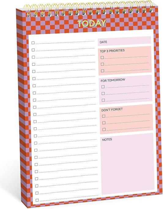 Taja To Do List Notepad - To Do List Notebook for Work with 52 Sheets, 9.8" x 6.5", Undated Daily Planner Perfect for Daily Tasks and Goal Setting, Notepad Suitable for Office, Home & School - Sunset Checkered