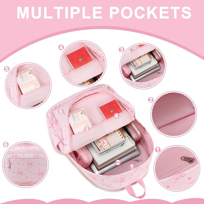 Bluboon School Backpack Set Girls Womens Laptop Bookbag Casual Daypack Fits 15 inch Laptop with Lunch Tote Bag and Pencil Bag
