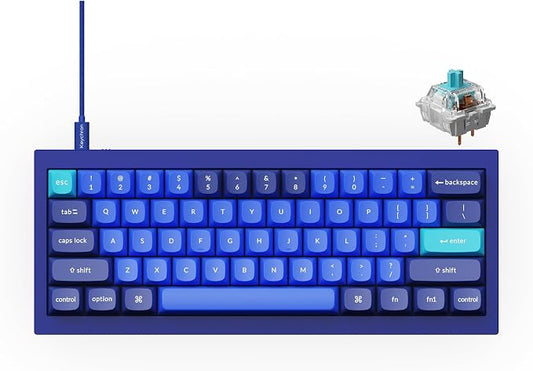 Keychron Q4 Wired Custom Mechanical Keyboard, 60% Layout QMK/VIA Programmable Macro with Hot-swappable Gateron G Pro Blue Switch Double Gasket Compatible with Mac Windows Linux(Navy Blue)