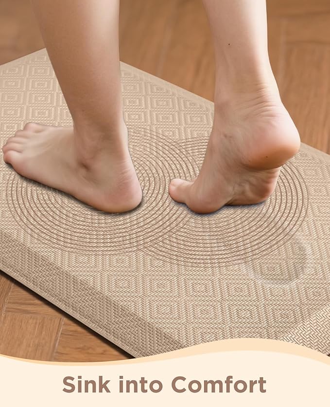 Ophanie Kitchen Mats for Floor,3/4 inch Thick,20x60 Anti Fatigue Cushioned Mat with 99+ Pairs of Anti-Slip Bottom Ridges,Kitchen Rugs,Waterproof,Comfort Ergonomic Standing Mat for Office,Home,Sink