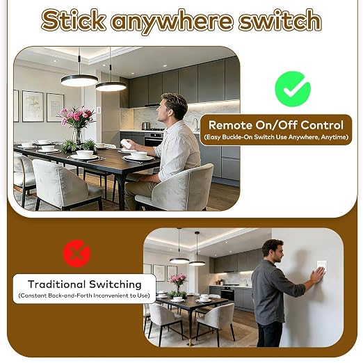 NineLeaf Remote Control Square Outlet Plug Switch, Buckle Design & Removable Wireless Light Switch, No Wiring Needed, 500 ft, 15A/1500W, Programmable, for Household Appliances,3 Switches 5 Outlets