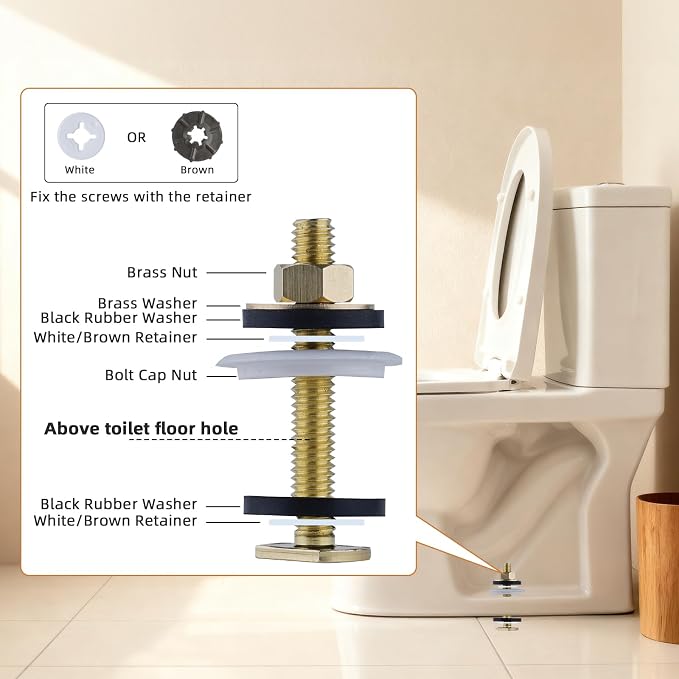 Hibbent 2 Pack Extra Thick Toilet Wax Ring Replacement Kit, Universal Toilet Seal Ring with Brass Toilet Floor Bolts and Retainer Washers, PE Flange Fits 3 Inch and 4 Inch Drain Pipes