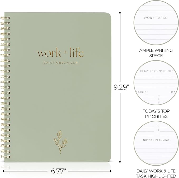 Beautiful Daily Planner and To Do List Notebook For Work And Life - The Perfect Undated Planner to Easily Organize Tasks and Appointments - Stylish Office and School Supplies for Women
