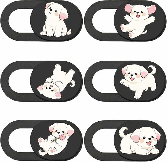 6Pcs 6 Styles Cute Laptop Camera Cover Dog Privacy Guard Accessories, 0.04 Inch Ultra Thin Webcam Cover Slide Protector Blocker for Desktop Computers Tablet Notebook Mini PC Office Use