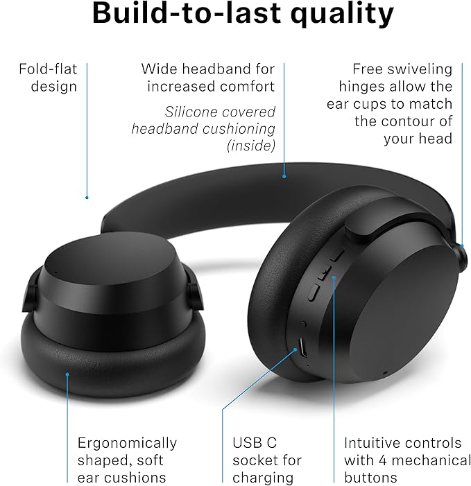 Sennheiser ACCENTUM Wireless Bluetooth Headphones – Hybrid ANC Noise Cancelling, 50‑Hour Battery, Lightweight Over‑Ear Design, Clear Calls, Travel & Work Headset, White