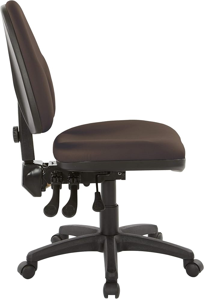 Office Star Ergonomic Dual Function Office Task Chair with Adjustable Padded Back and Built-in Lumbar Support, Armless, Dillon Buff Fabric