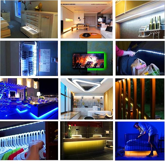 24V RGB LED Strip Lights, 16.4ft 5050 IP65 Waterproof 300 LEDs Color Changing String Light Strips for Bedroom, Kitchen Decoration