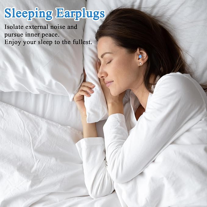24 Pair Light Blue Ear Plugs Bulk NRR 29dB Reusable Silicone With Plastic Cases - Soft Foam for Sleeping, Noise Cancelling, Concerts, Shooting, Swimming, Noise Reduction