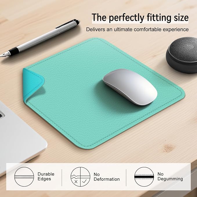 Dual Sided Leather Desk Mat - Waterproof Desk Pad - Ideal for Large Mouse Pad and Desk Mats on Top of Desks (Green, 11"*8")